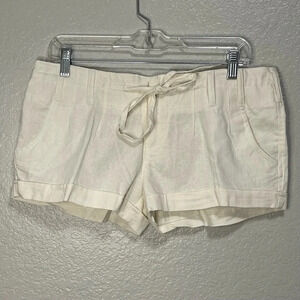 Body Central Women’s 100% Linen White Cuffed Shorts Size Medium